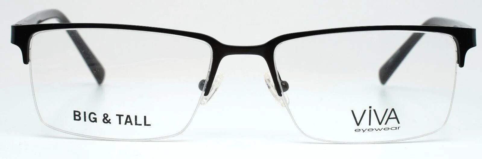 VIVA EYEWEAR VV4025 002 Black Mens Rectangle Half Rim Eyeglasses 60-19-155 B:37 2