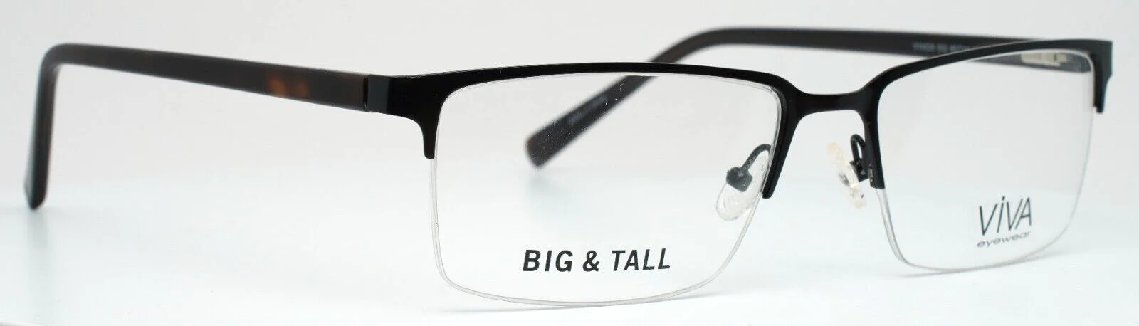 VIVA EYEWEAR VV4025 002 Black Mens Rectangle Half Rim Eyeglasses 60-19-155 B:37 3