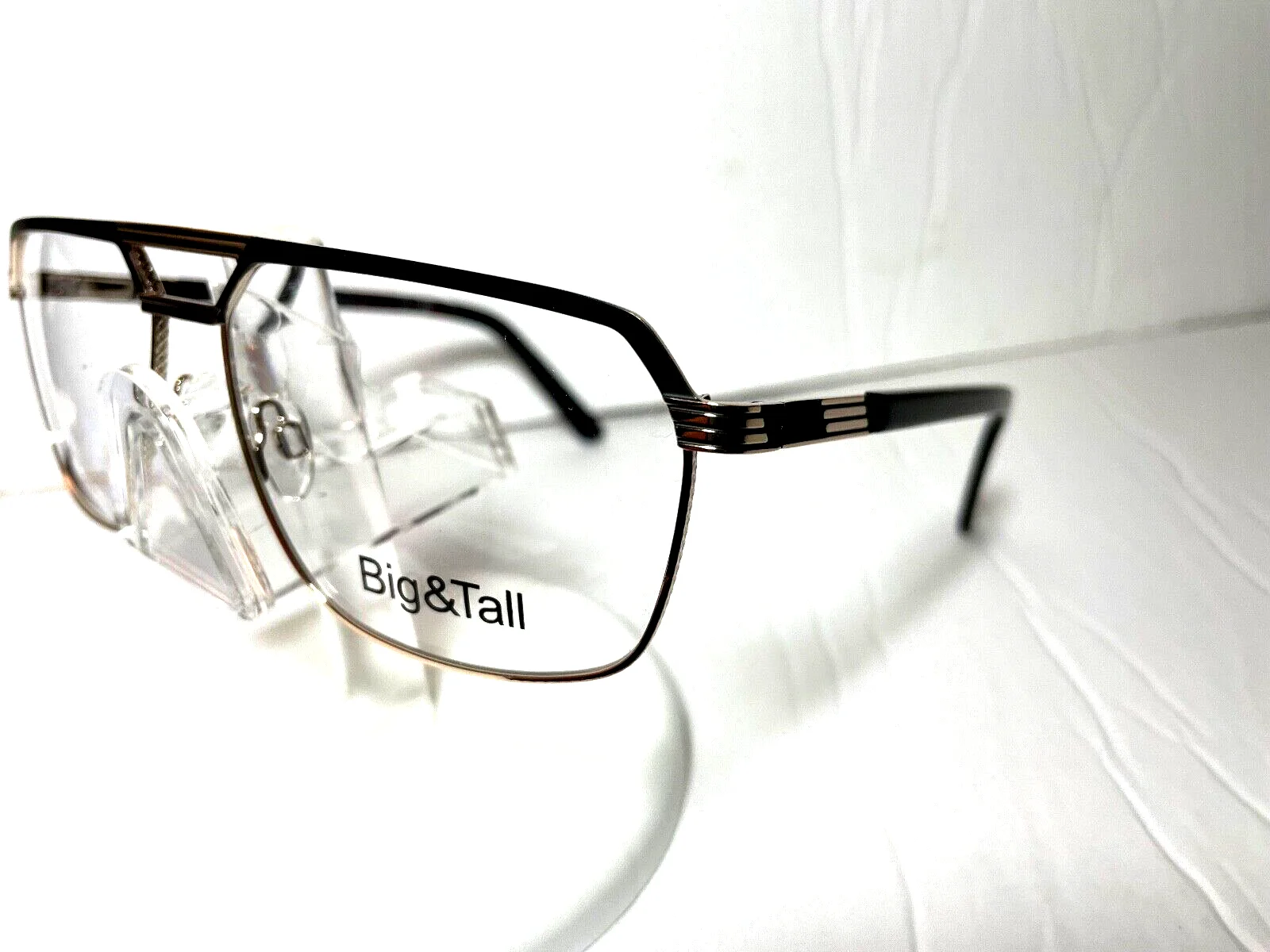VIVID BIG N TALL EYEGLASSES FRAME 24 BLACK/GOLD AVIATOR XL SIZE METAL 60/15/150 2