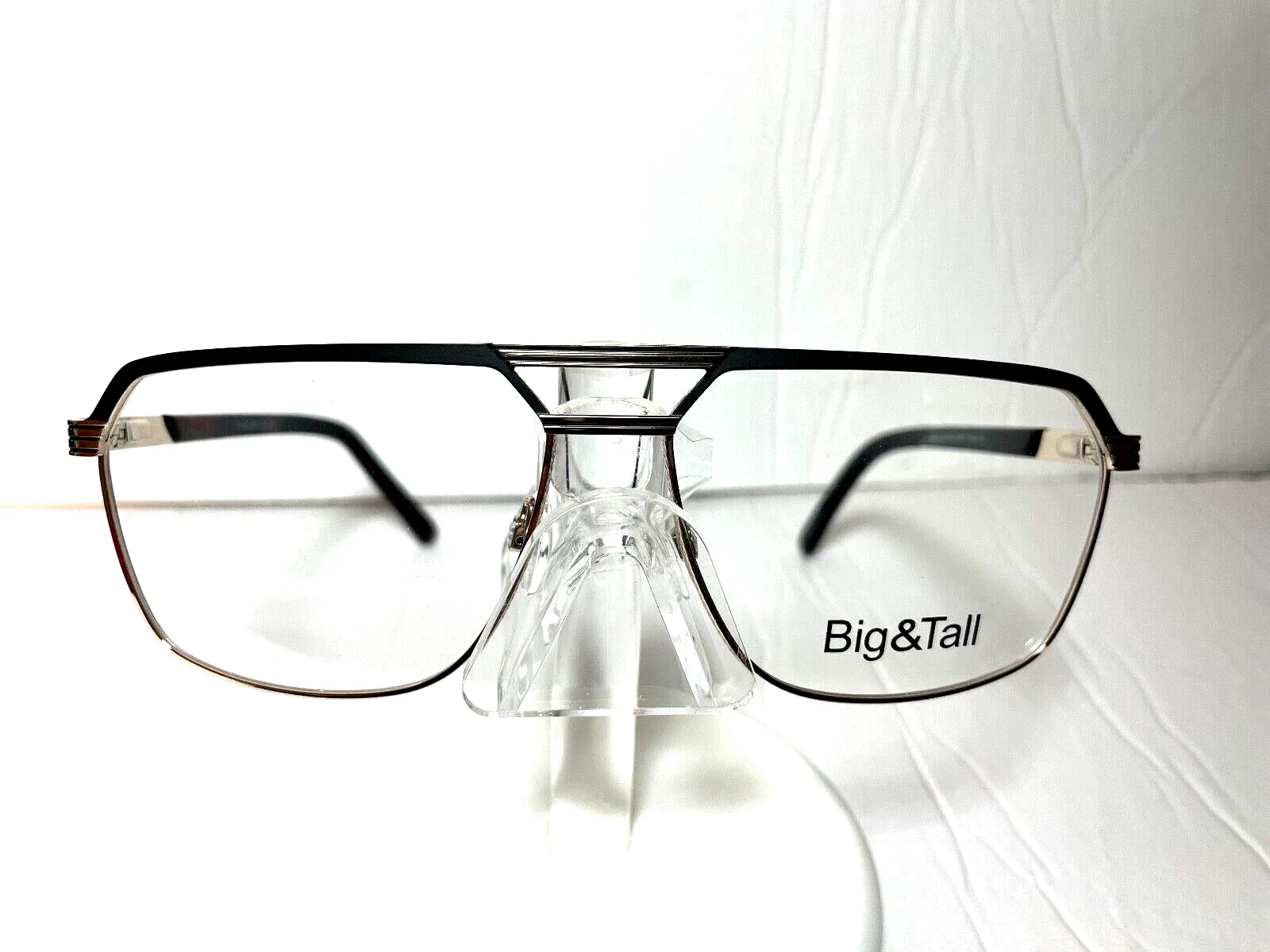 VIVID BIG N TALL EYEGLASSES FRAME 24 BLACK/GOLD AVIATOR XL SIZE METAL 60/15/150 3