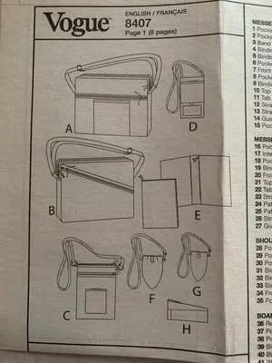 Vogue 8407 Sewing Pattern Bags Eyeglass Case Journal Cover 3