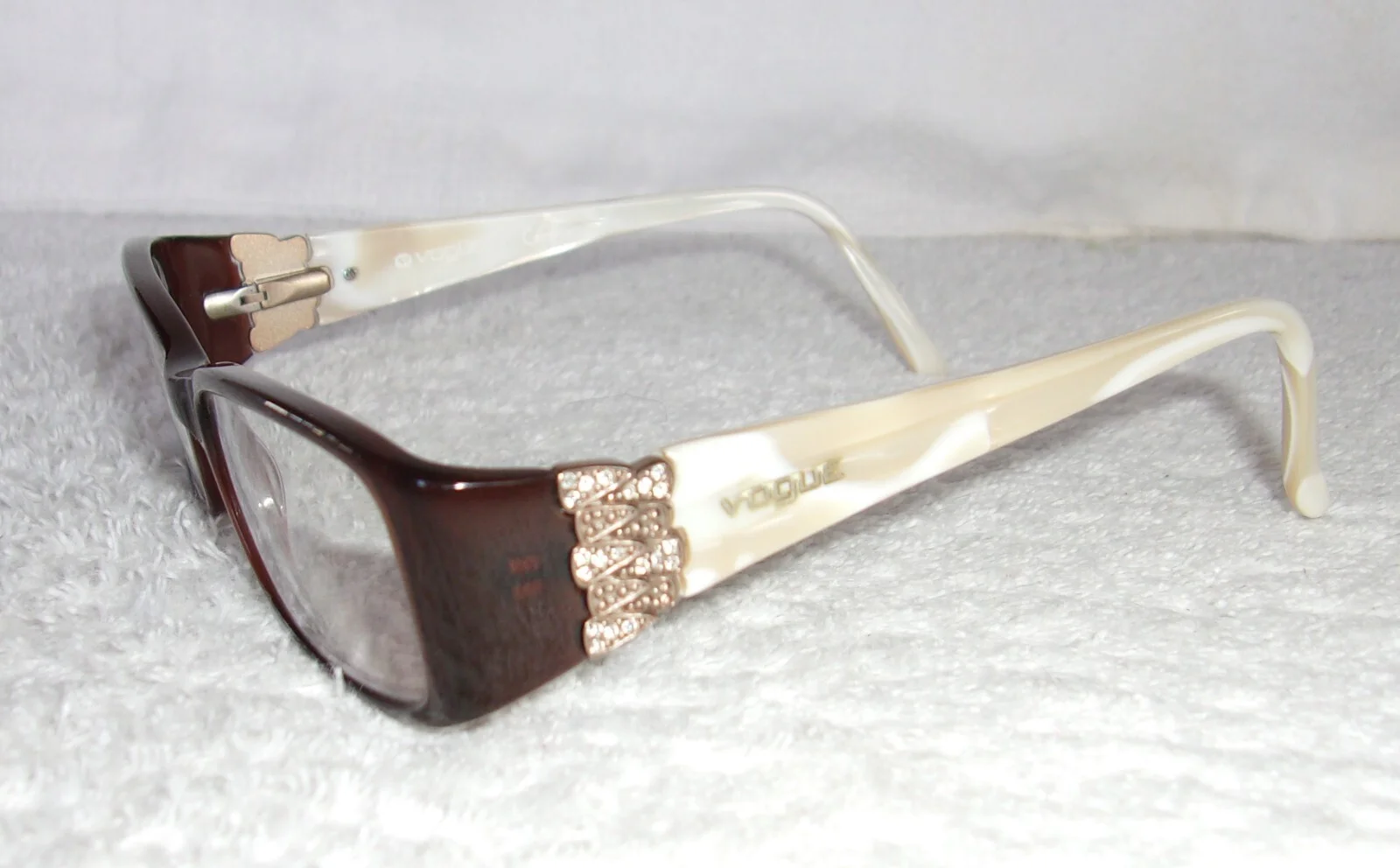 Vogue Brown Jeweled Faux Mother of Pearl Eyeglass Frames VO2595B
