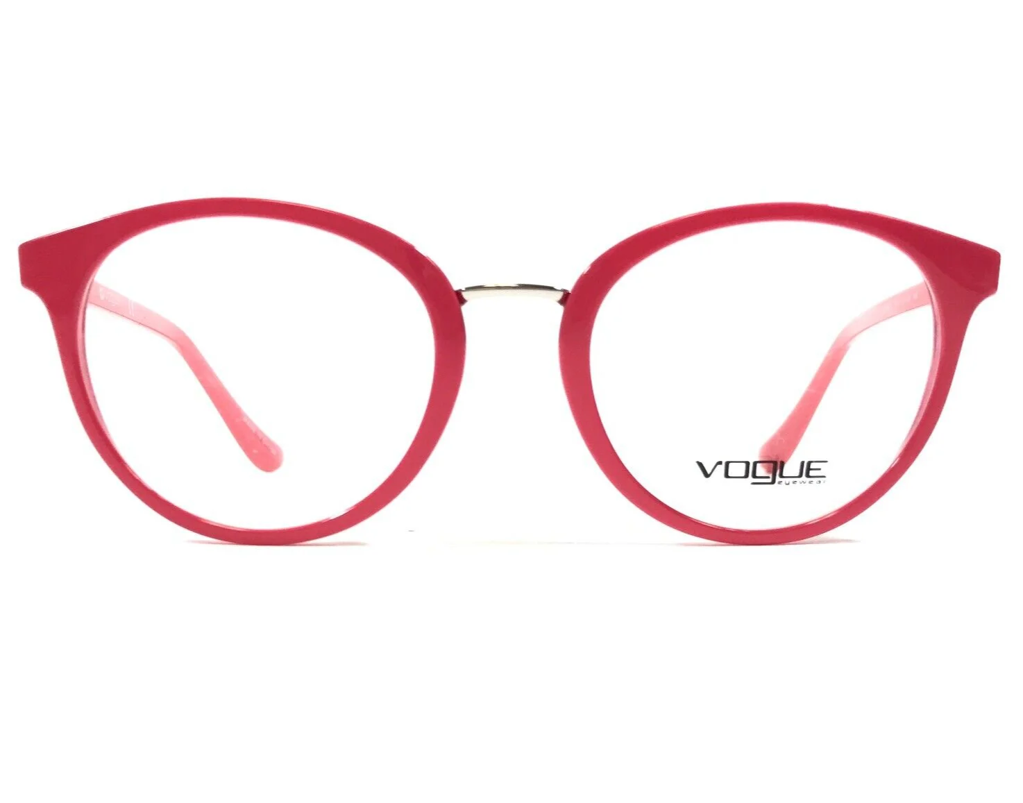 Vogue Eyeglasses Frames VO 5167 2620 Hot Pink Silver Round Horn Rim 50-20-140