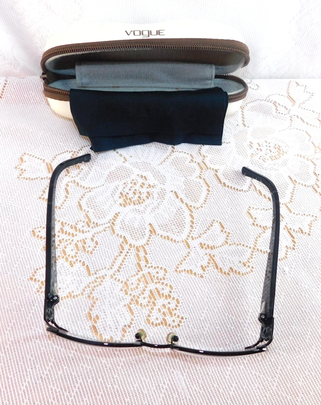 Vogue Rx Glasses Frame Filigree Rhinestone Design w/Case & Cloth 2