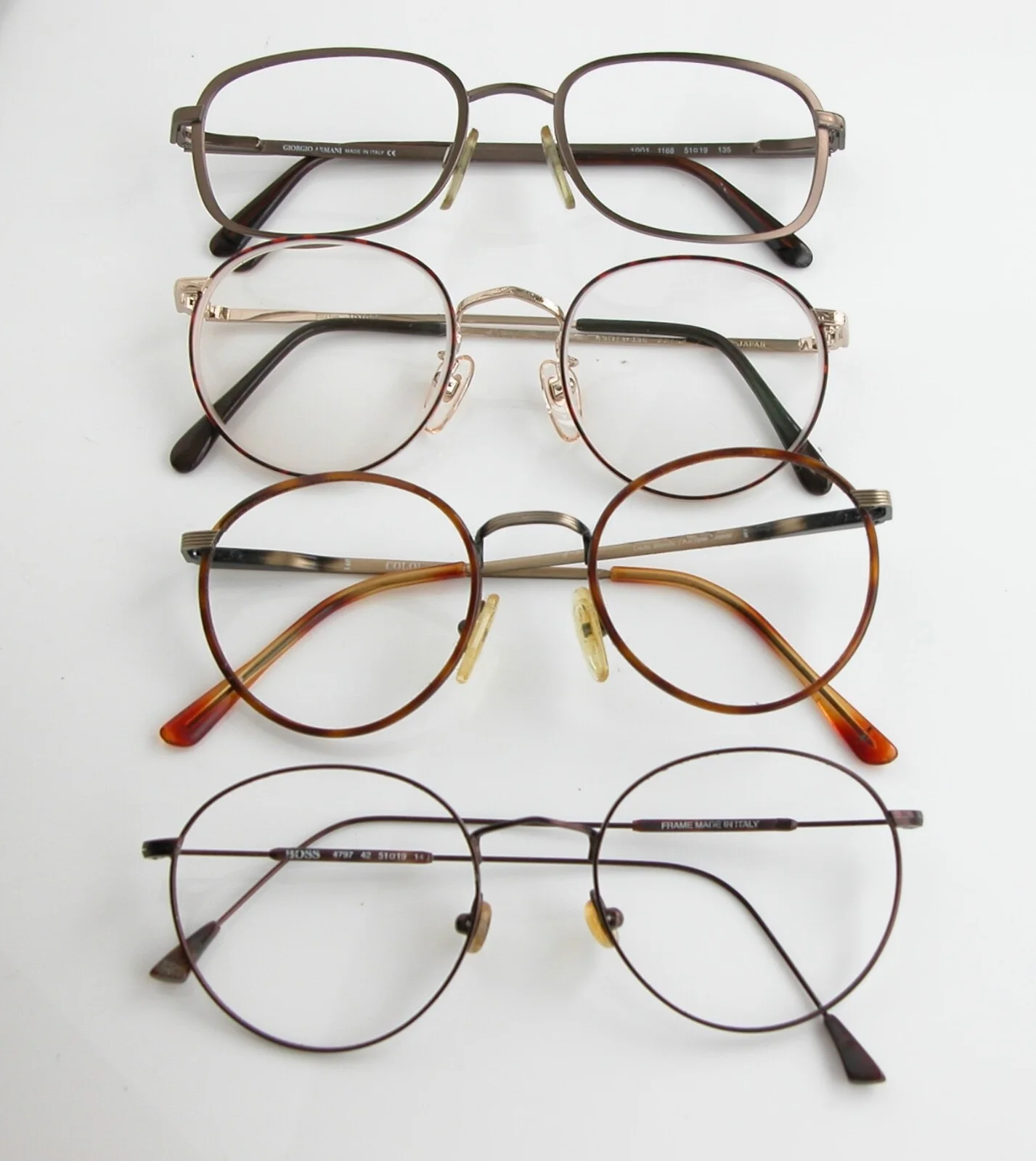 Vtg 1980s 90s Eyeglasses Frames Tortoise Colours Giorgio Armani Hugo Boss LOT 4