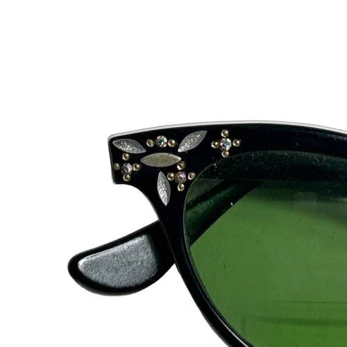 Vtg 50’s Cat Eye Glass FRAMES ONLY - Rhinestones Black 5 1/4 rockabilly 2