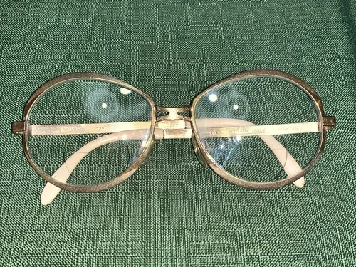 Vtg 60’s/70’s Safilo 135 Martha Eyeglass Frames Italy Trifocals Gold Tone Cream