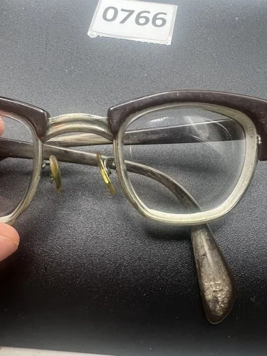 VTG AMERICAN OPTICAL? HORN RIMMED EYEGLASSES SMOKE BROWN AO GLASSES Frames Only 4