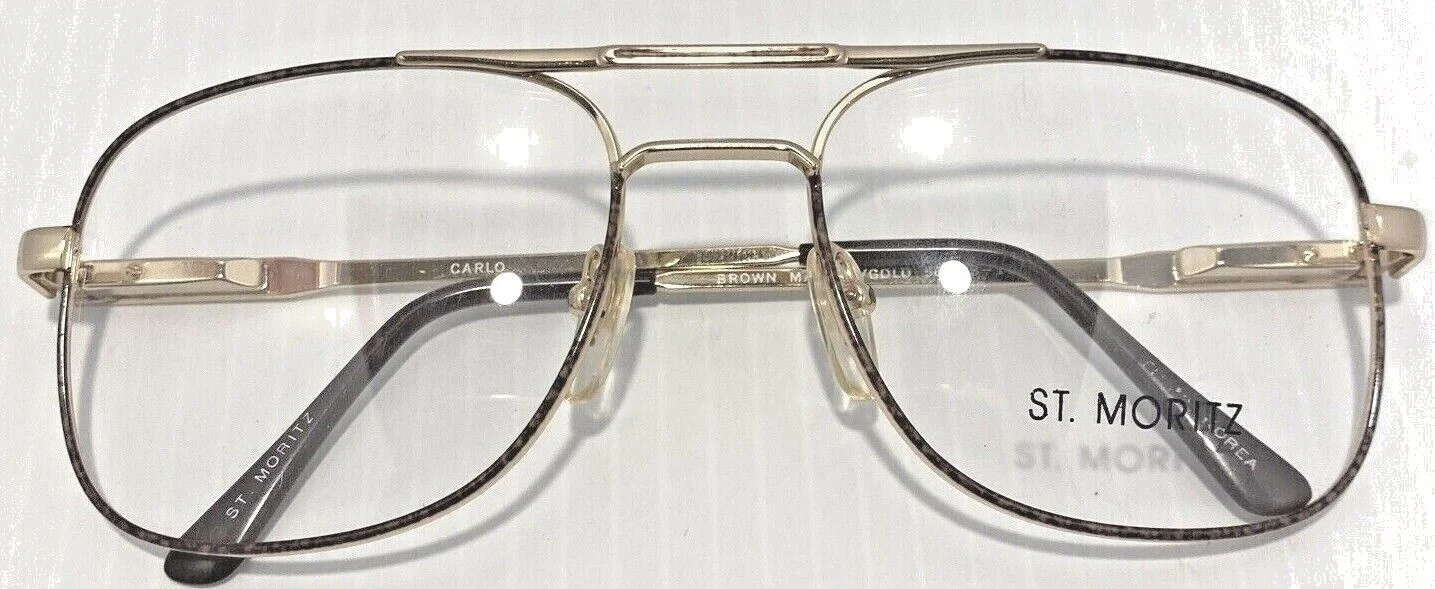 VTG Aviator Style Eyeglasses Metal Frame Double Bridge Stainless Steel SST 1 SIL