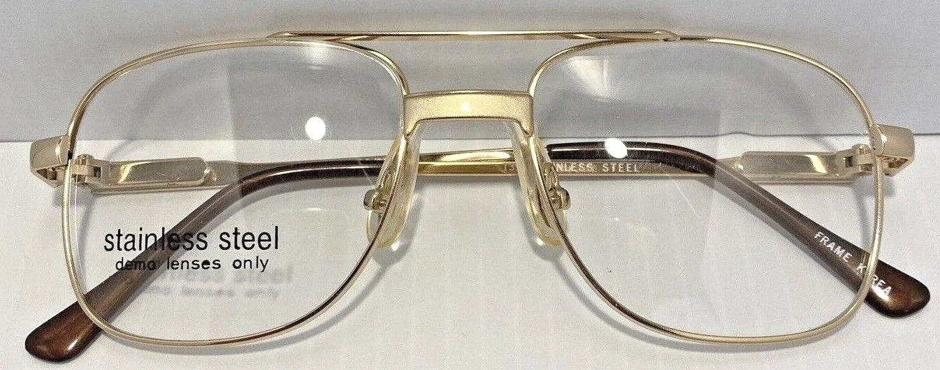 VTG Aviator Style Eyeglasses Metal Frame GOLD Double Bridge St Moritz CARLO