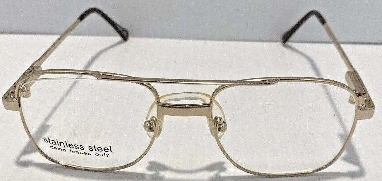 VTG Aviator Style Eyeglasses Metal Frame GOLD Double Bridge St Moritz CARLO 2