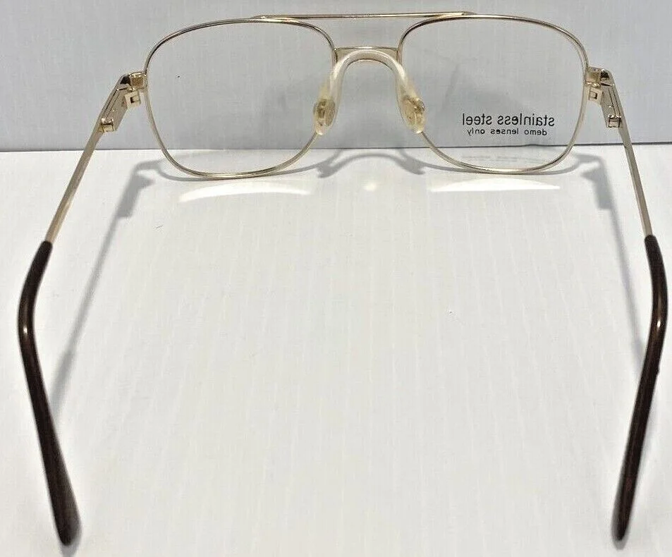 VTG Aviator Style Eyeglasses Metal Frame GOLD Double Bridge St Moritz CARLO 4