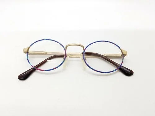 Vtg Bambino Club BC3 multi-colored round rimmed eyeglasses metal frames w/ case