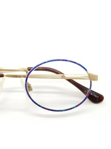 Vtg Bambino Club BC3 multi-colored round rimmed eyeglasses metal frames w/ case 2