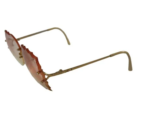 Vtg Bug Globe RX Frameless Eyeglasses GEP 22 KTS Multi Facets France Elton John 3