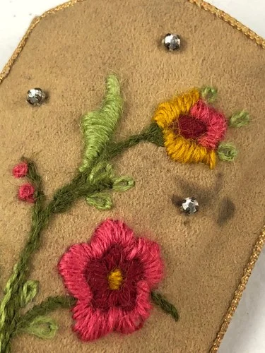 Vtg Cloth Sewn Floral Flower Rhinestone Eyeglass Glasses Case 2