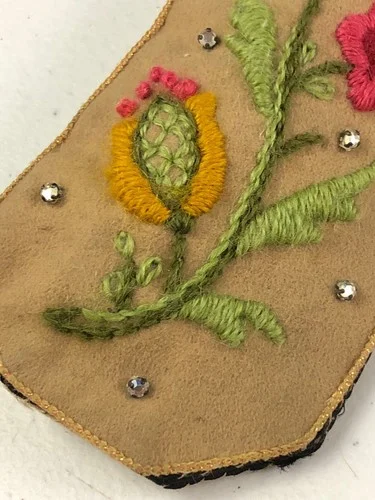 Vtg Cloth Sewn Floral Flower Rhinestone Eyeglass Glasses Case 3