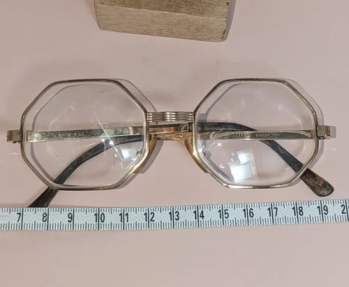 Vtg COTTET 14K Gold Octagonal Eyeglasses Frames 47 / 19 135 3