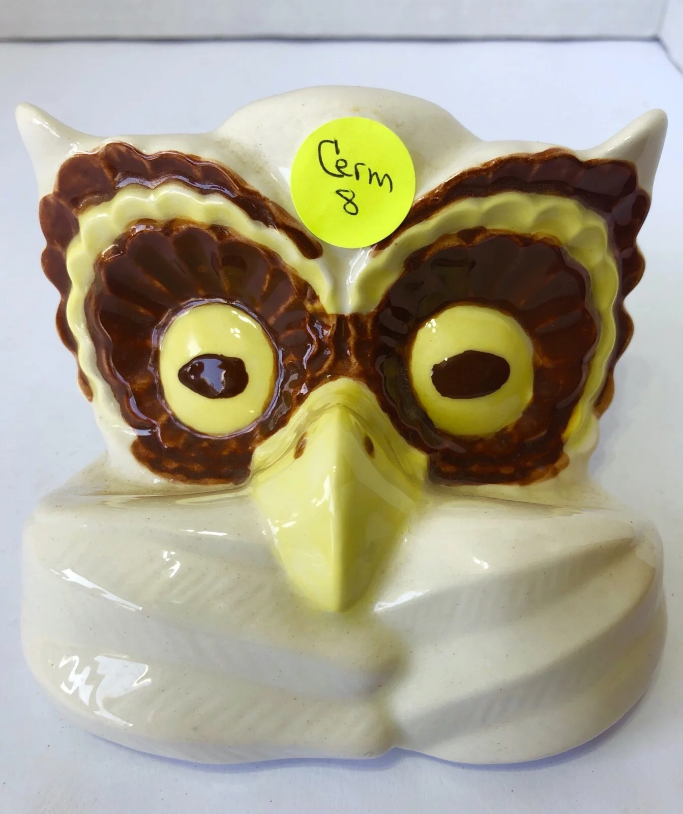 VTG. EYEGLASS HOLDER FIGURINE PAINTED PUPPY DOG HEAD CERAMIC BROWN