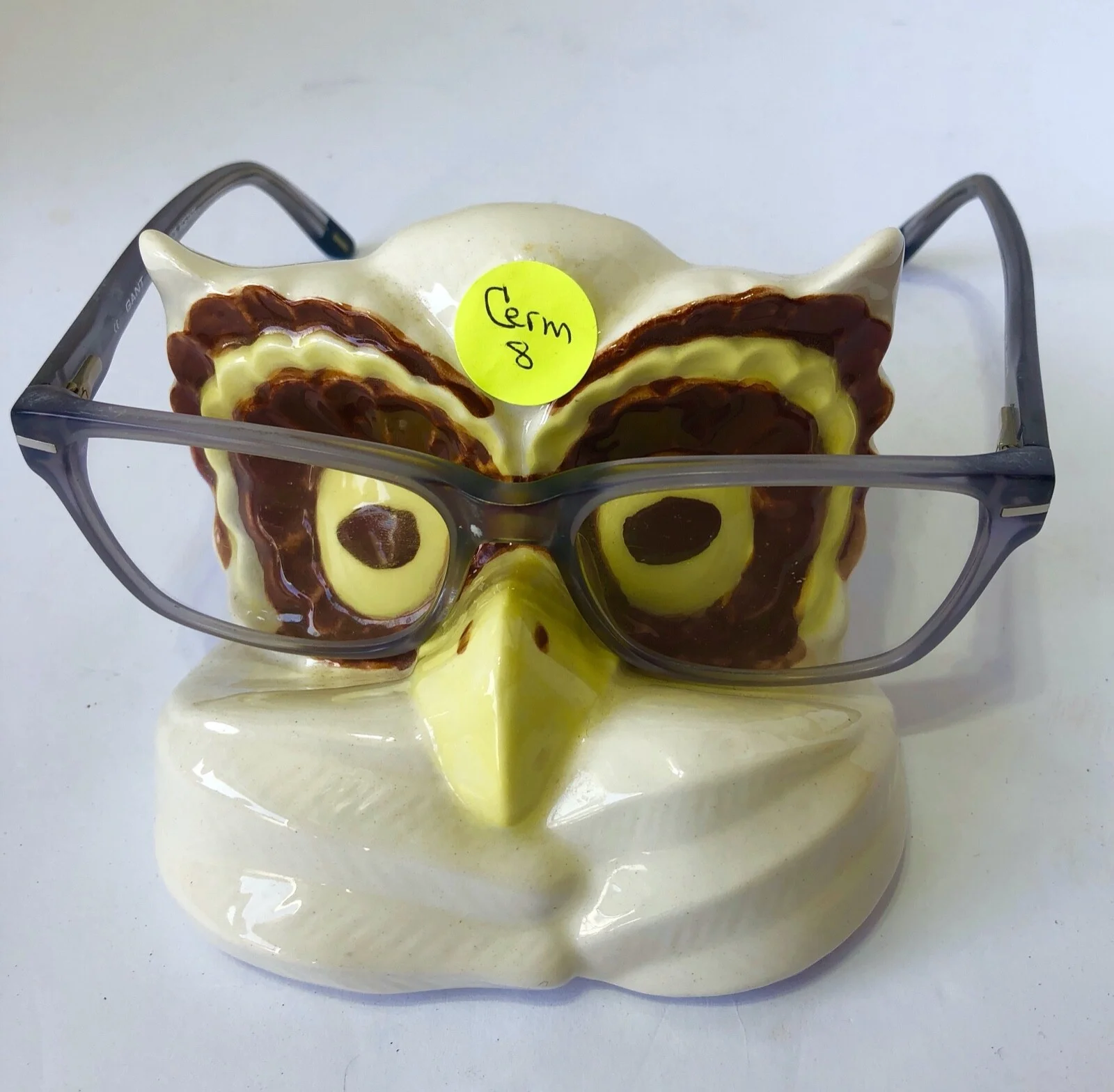 VTG. EYEGLASS HOLDER FIGURINE PAINTED PUPPY DOG HEAD CERAMIC BROWN 2