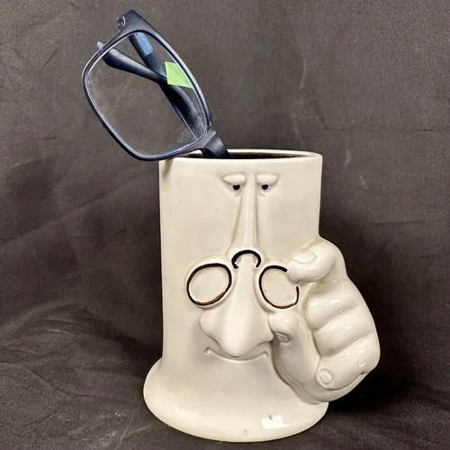 VTG Fitz And Floyd Ceramic Eyeglass Holder Storage Anthropomorphic Felt Lined