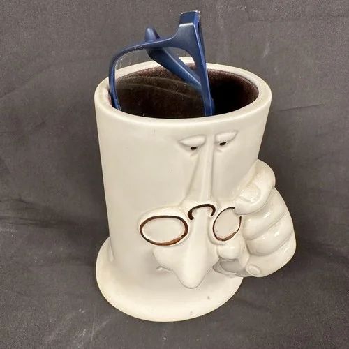 VTG Fitz And Floyd Ceramic Eyeglass Holder Storage Anthropomorphic Felt Lined 2