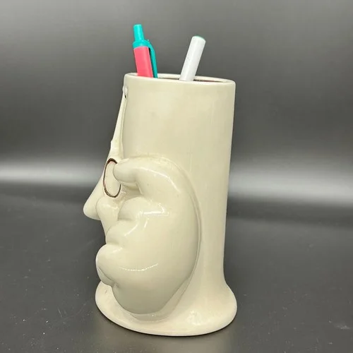 VTG Fitz And Floyd Ceramic Eyeglass Holder Storage Anthropomorphic Felt Lined 3