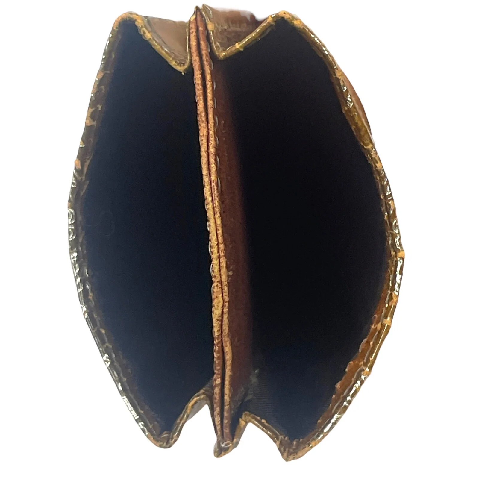 VTG Italian Leather Metallic Embossed Sunglass Holder Eyeglass Boho Hippie 2