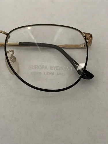 VTG New Europa Black & Gold Metal Oxford Eyeglass Frames 51-18-130 2