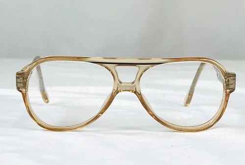 Vtg Safilo Elasta Light Brown Plastic Rim Aviator Eyeglasses Small / Children