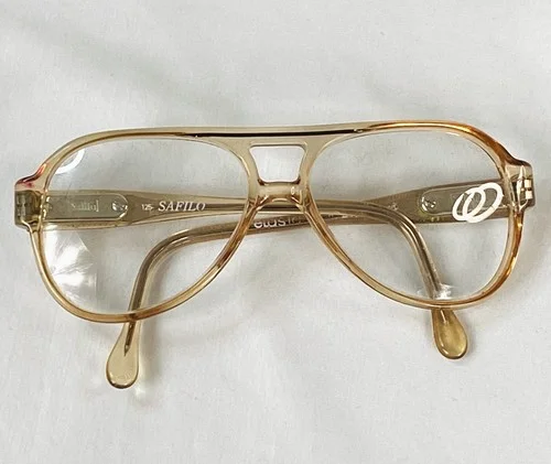 Vtg Safilo Elasta Light Brown Plastic Rim Aviator Eyeglasses Small / Children 2