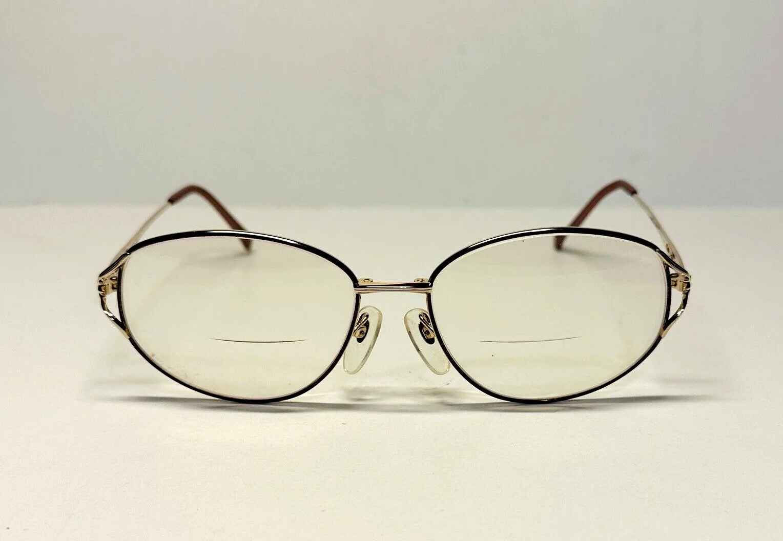 Vtg Seiko T358 Pink Gold Round Full Rim Pure Titanium Eyeglass Frames 57-17-140 2