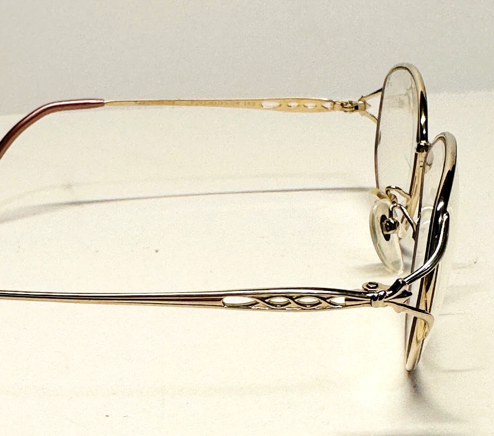 Vtg Seiko T358 Pink Gold Round Full Rim Pure Titanium Eyeglass Frames 57-17-140 3
