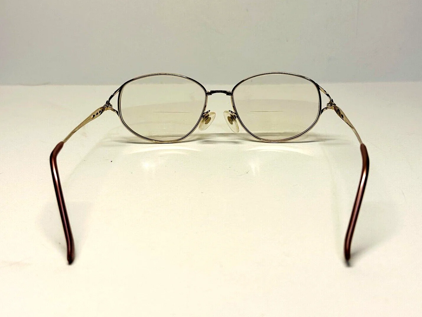 Vtg Seiko T358 Pink Gold Round Full Rim Pure Titanium Eyeglass Frames 57-17-140 4