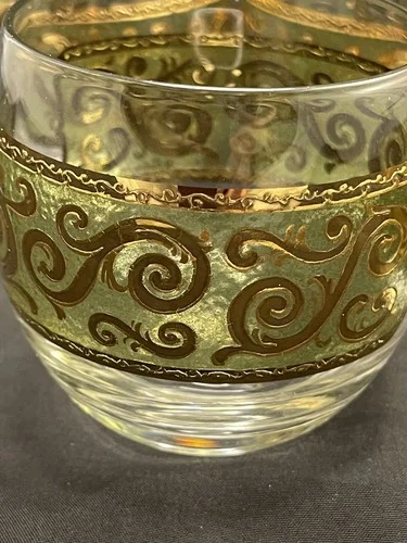 Vtg Signed Culver Toledo Roly Poly Barware Glasses Hollywood Regency Set Of 5 2