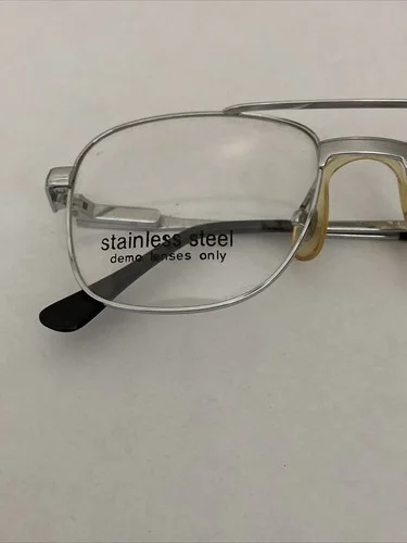 Vtg Stainless Steel SST-1 Double Bridge Silver Aviator Eyeglass Frames 50-20-135 2