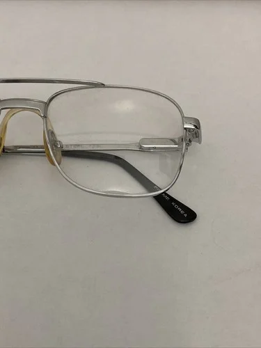 Vtg Stainless Steel SST-1 Double Bridge Silver Aviator Eyeglass Frames 50-20-135 3