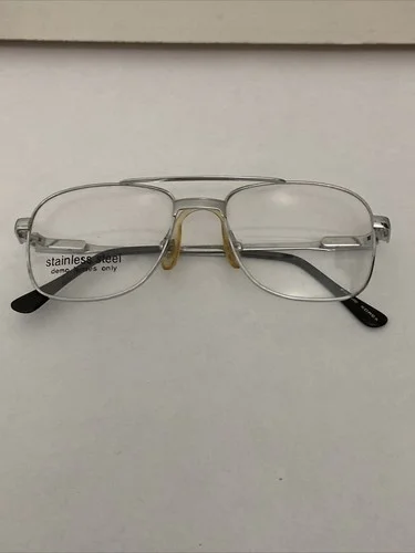 Vtg Stainless Steel SST-1 Double Bridge Silver Aviator Eyeglass Frames 50-20-135 4