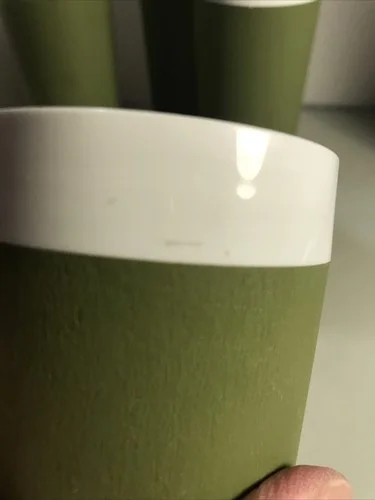 VTG West Bend Cups/glasses Plastic SET OF 4 Green With White Trim Made In USA 3