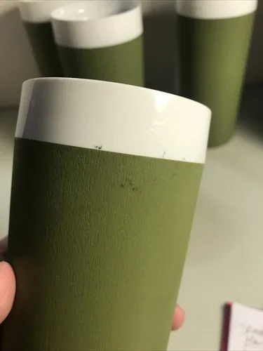 VTG West Bend Cups/glasses Plastic SET OF 4 Green With White Trim Made In USA 4