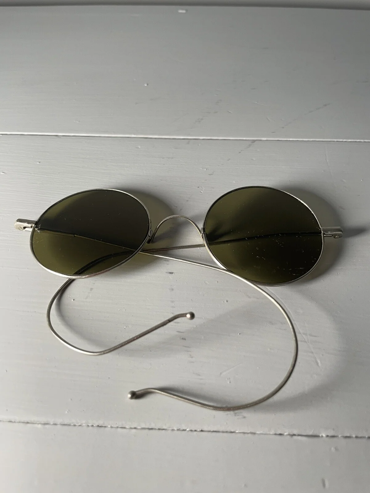 VTG Willson Safety Glasses Motorcycle Steampunk Round w/ Leather Wrap Eyeglasses 3