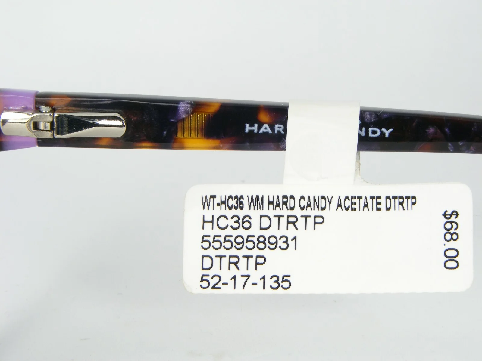 W/ TAG HARD CANDY HC36 DTRTP DARK TORTOISE PURPLE EYEGLASSES GLASSES 52-17-135mm 2