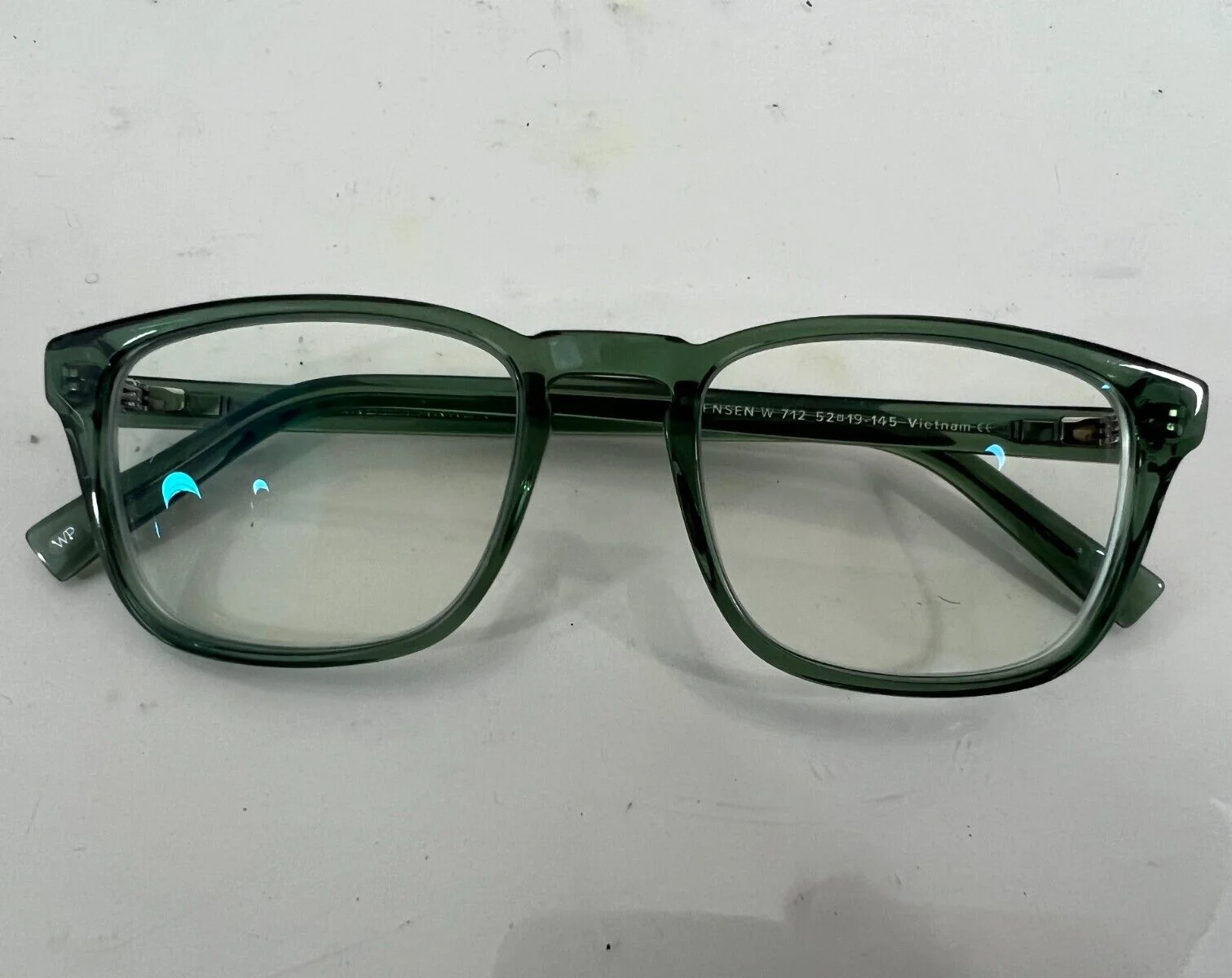 Warby Parker Bensen W 712 Eyeglasses **FRAME ONLY** Clear Green 52-19-145 EUC 4