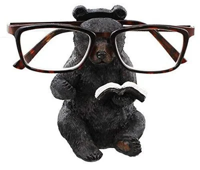 Whimsical Sitting Bear Reading Book Eyeglasses Holder Stand - Fun Glasses Keeper 2