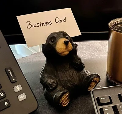 Whimsical Sitting Wood Cut Hand-Carved Bear Figurine Eye glasses Holder Stand 4