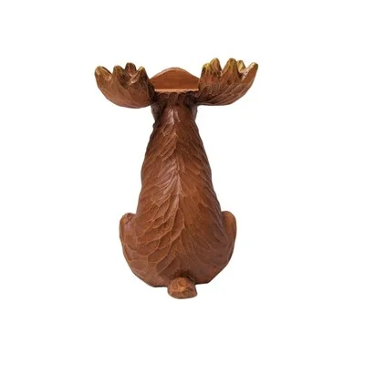 Whimsical Wood-Cut Look Hand-Carved Moose Eyeglasses Holder Stand 4