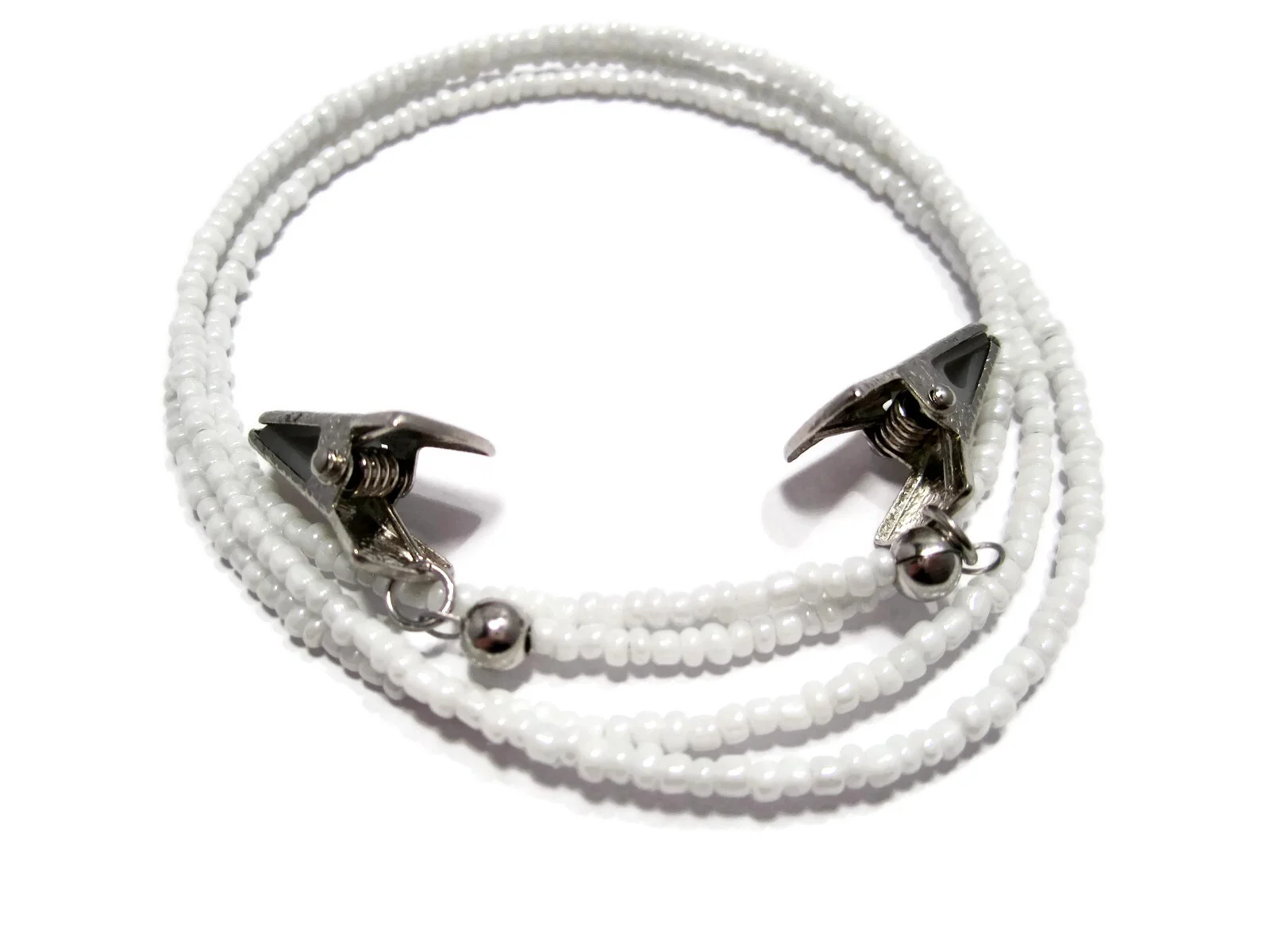 White Beaded Eyeglass Holder, Glasses Necklace Strap, PICK YOUR GRIP, Lanyard 2
