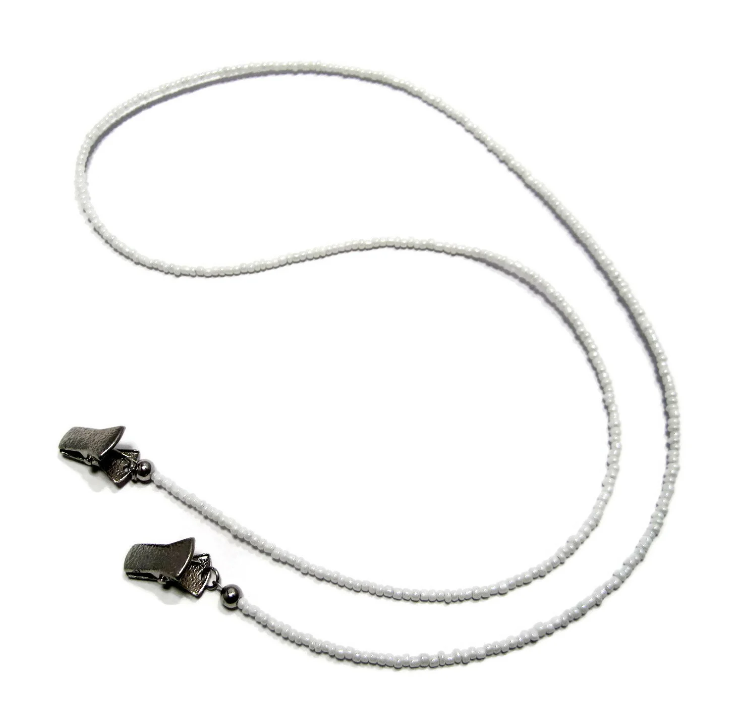 White Beaded Eyeglass Holder, Glasses Necklace Strap, PICK YOUR GRIP, Lanyard 3