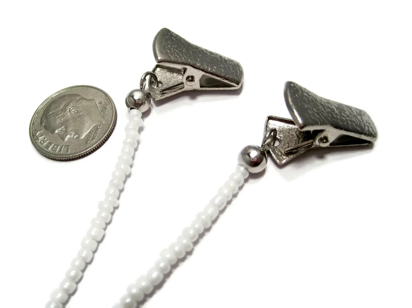 White Beaded Eyeglass Holder, Glasses Necklace Strap, PICK YOUR GRIP, Lanyard 4