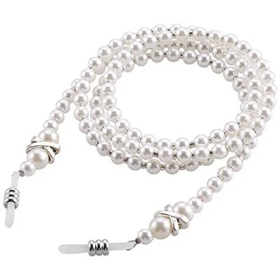 White Pearl Beaded Eyeglass Chain , Eyewear Sunglasses Cord Neck Strap Holder
